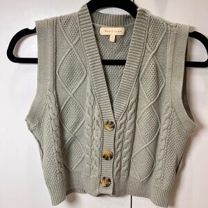 Sage Green Cable Knit Sweater Vest